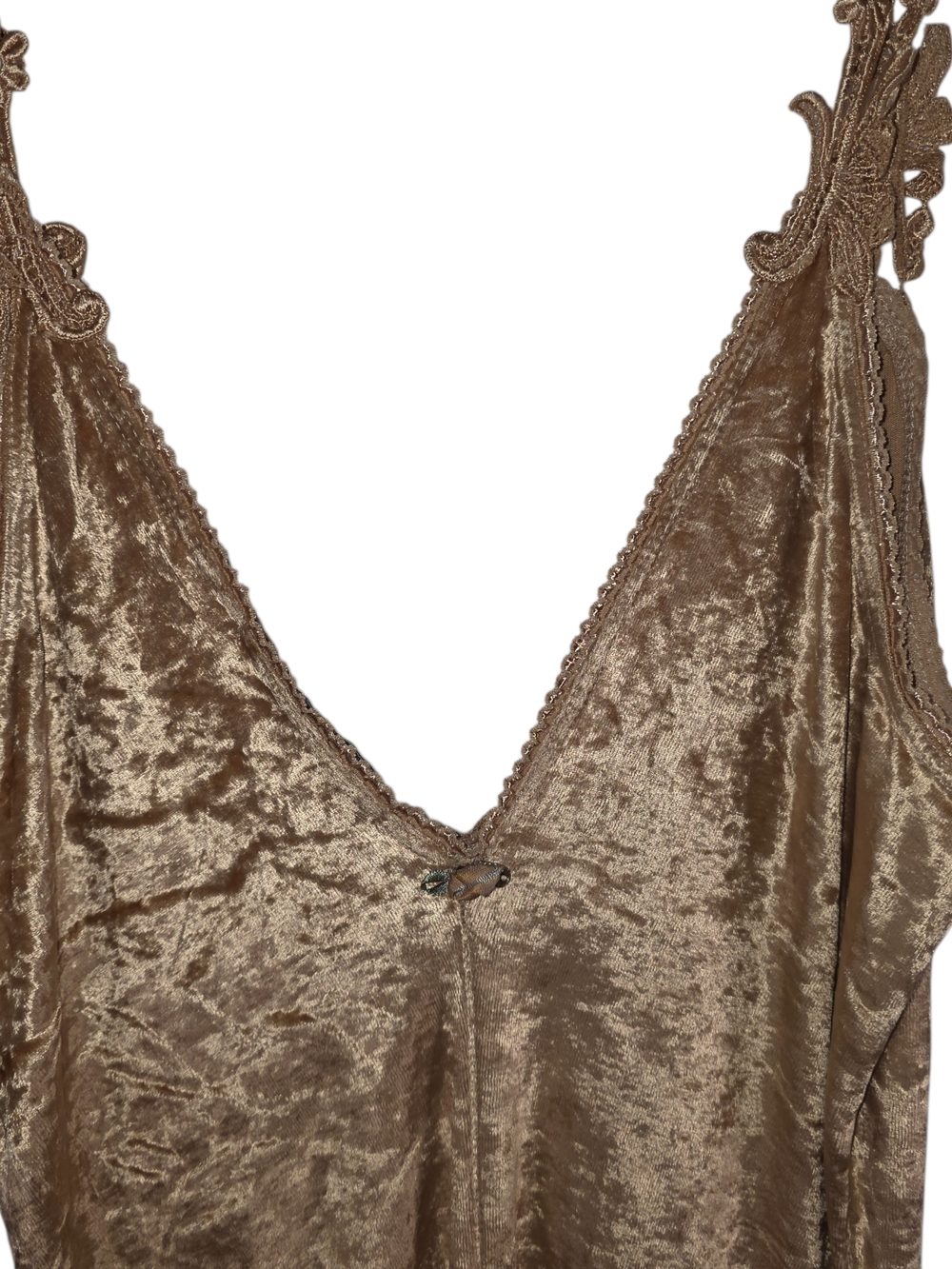 Claire Pettibone Velvet Lace Slip Dress Lingerie M Gold Champagne Boudoir — image 5 of 8